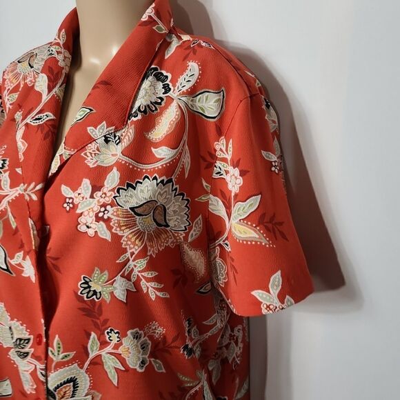Orange Alfred Dunner Floral Buttoned up Shirt - Picture 4 of 9